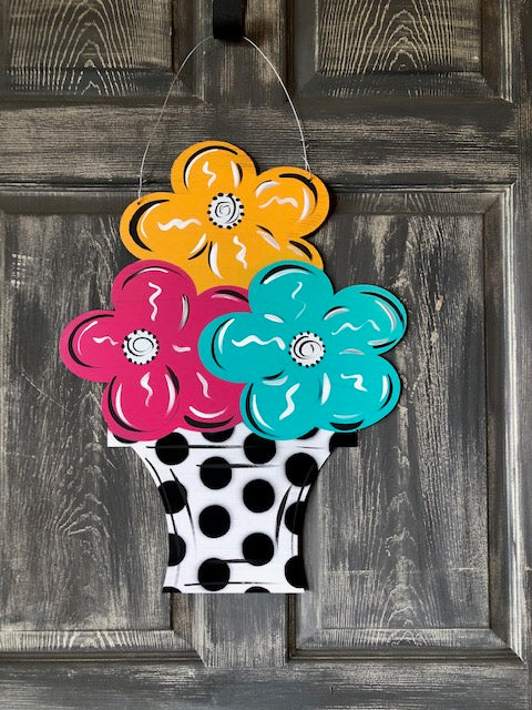 Flowers in Pot Door Hanger/Yard Stake