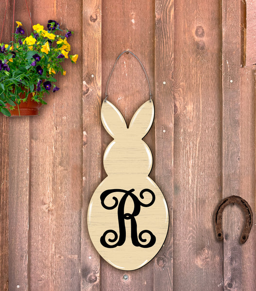 Rabbit with Initial Doorhanger 24" x 11" More Colors Available