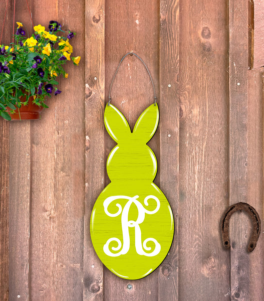 Rabbit with Initial Doorhanger 24" x 11" More Colors Available