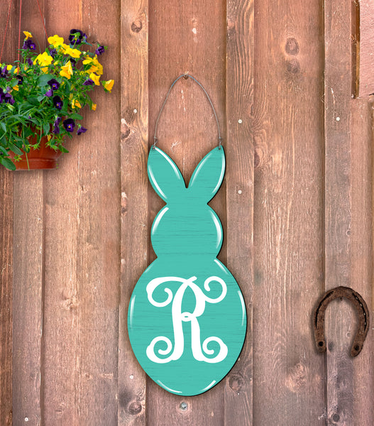 Rabbit with Initial Doorhanger 24" x 11" More Colors Available