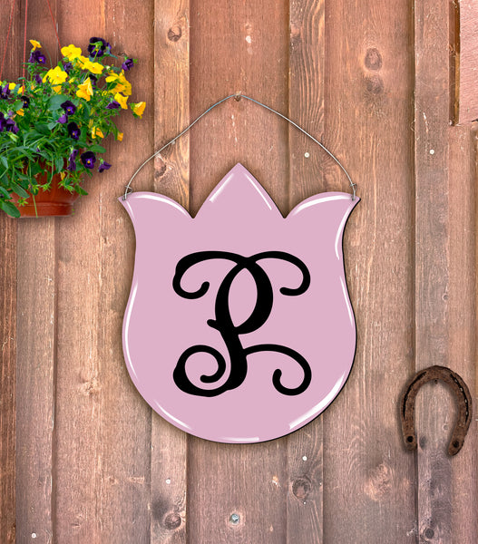 Monogrammed Tulip doorhanger 22" more colors available