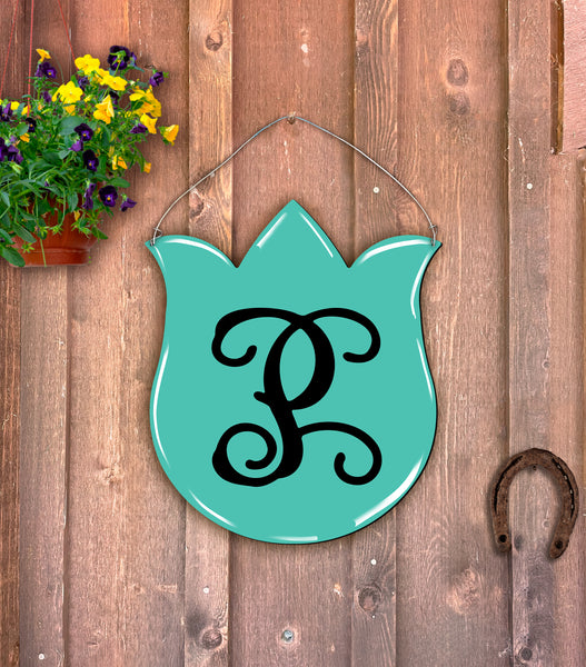 Monogrammed Tulip doorhanger 22" more colors available