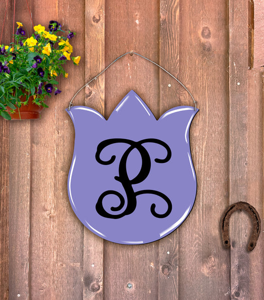Monogrammed Tulip doorhanger 22" more colors available