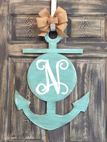 Monogrammed Anchor Doorhanger 28"x20" More Colors available