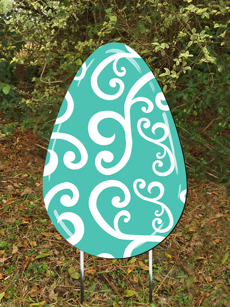 Egg door hanger or yard stake swirl more colors available 22x14"