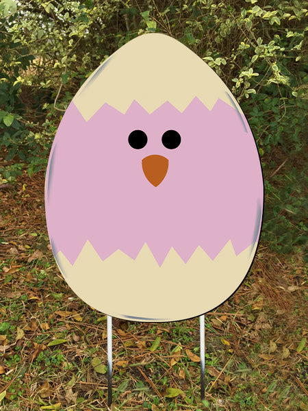 Chick Egg Door hanger or yard stake 22x16" more colors available