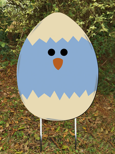 Chick Egg Door hanger or yard stake 22x16" more colors available
