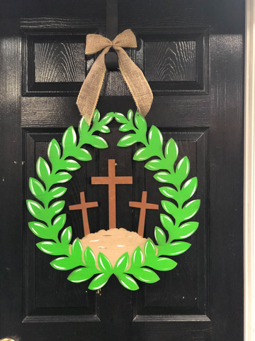 cross wreath doorhanger 22"