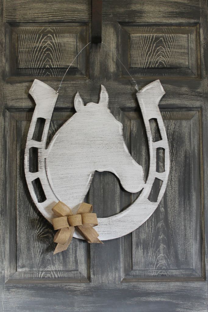 24" Horse shoe with horse doorhanger more colors available