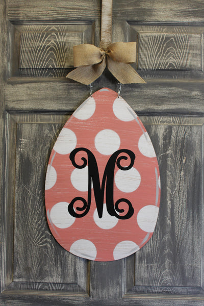 Egg door hanger or yard stake polka dot more colors available 22x14"