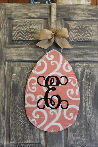 Egg door hanger or yard stake swirl more colors available 22x14"