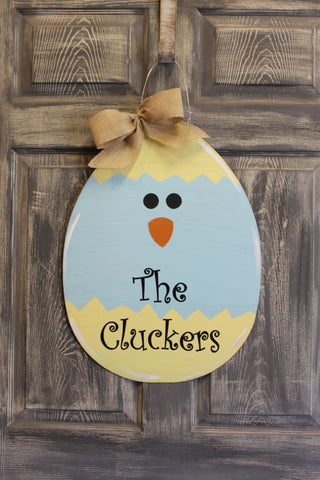Chick Egg Door hanger or yard stake 22x16" more colors available