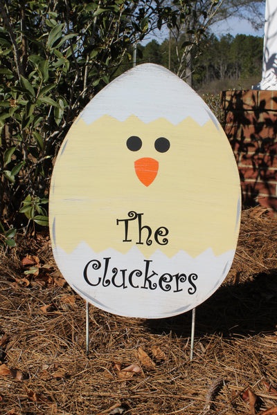 Chick Egg Door hanger or yard stake 22x16" more colors available