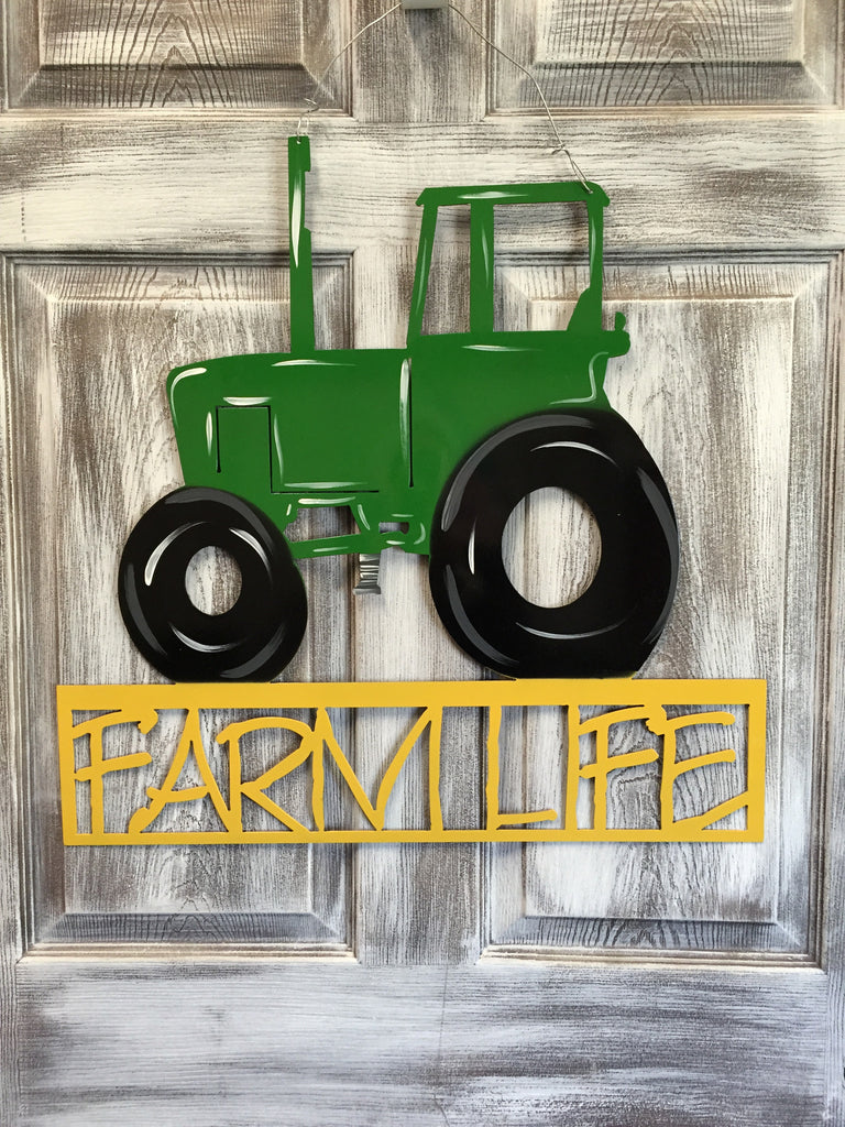 Tractor With Farm Life Door Hanger/Yard Stake 23"x23" More Colors Available