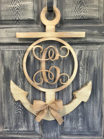 Monogrammed Anchor Doorhanger 28"x20" More Colors available