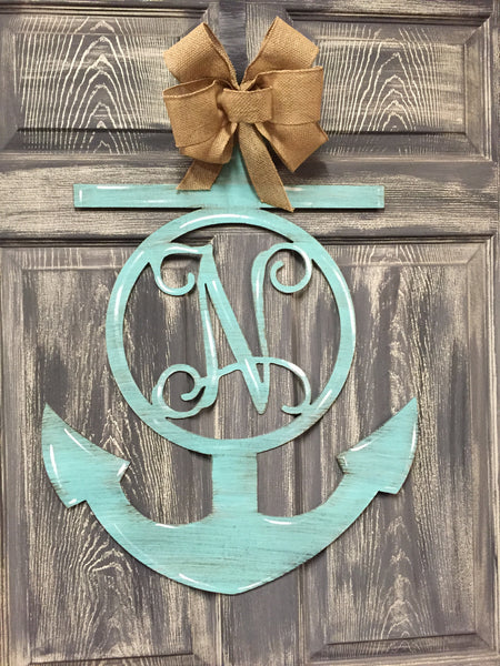 Monogrammed Anchor Doorhanger 28"x20" More Colors available