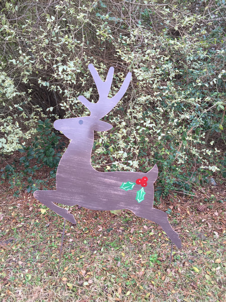 Reindeer Yard Stake 39"x33" More Colors Available